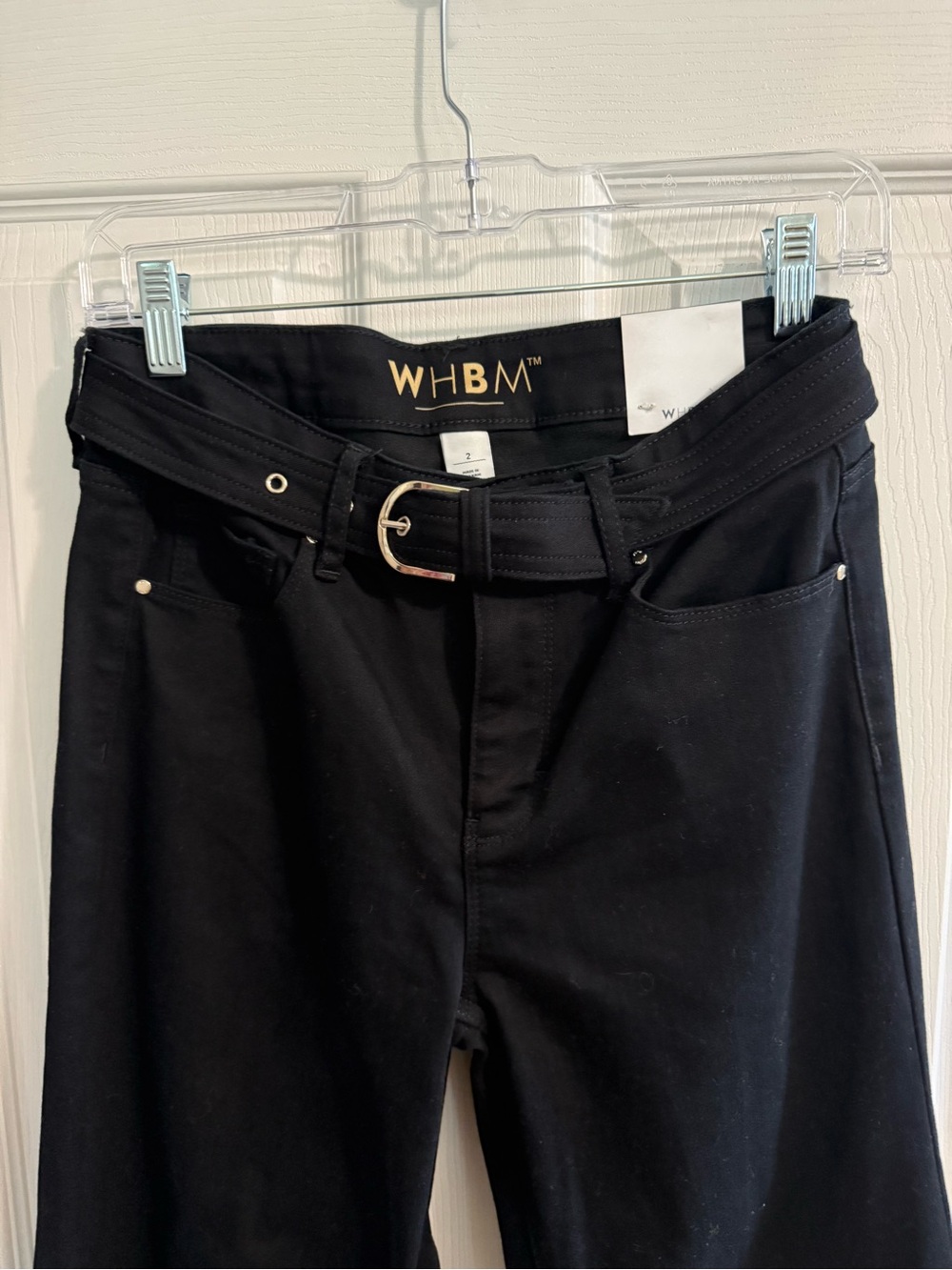 White House Black Market Black Wide-Leg Jeans with Belt - Picture 2 of 7